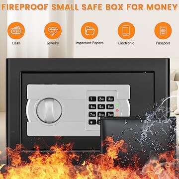 Fireproof Safe for Home with Fireproof Waterproof Money Bag, Digital Security Safe Box with Combination Lock, Hidden Money Safe for Medicine Jewelry Documents, Safes for Kids Home Hotels Business