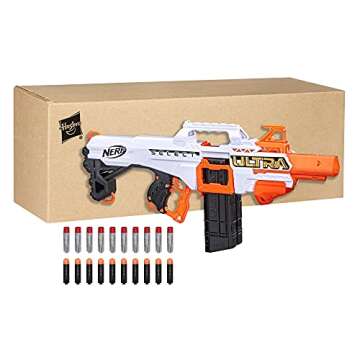 Nerf Ultra Select Fully Motorized Blaster, Fire for Distance or Accuracy, Includes Clips and Darts, Outdoor Games and Toys, Automatic Electric Full Auto Toy Foam Blasters