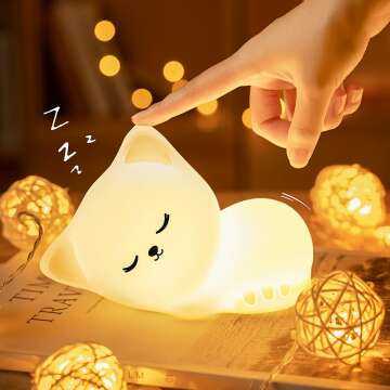 MUBAREK Cat Night Light - 16 Color Cute Lamp for Kids