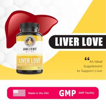 Ancient Bliss Liver Love - Liver Detox, Liver Cleanse Detox Repair, Liver Support, Liver Supplement, Milk Thistle Liver Detox, Everyday Liver Vitamins for Women and Men (60 Capsules)