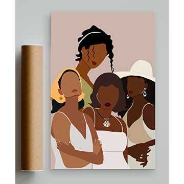 Teevoke Black Girl Boho Poster, 16x24 Inch, African American Women Painting For Walls Poster, African Art Decor, Black People Women, Black Art Paintings For Wall, Female, Feminist, Unframed