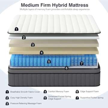 DIFAME 12 Inch Queen Mattress - Hybrid Comfort