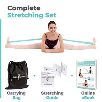 Stretch Bands for Dance and Ballet with Gift Box – Resistance Bands Set for Dancers, Ballerinas, Gymnasts and Cheers – Improve Flexibility, Strength and Split, Teal