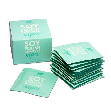 ella+mila Soy Nail Polish Remover Wipes Non-Acetone Lint Free Nail Wipes - Non-Toxic Fingernail Polish Remover - Unscented & Enriched with Vitamins A,C & E (12 Pack)