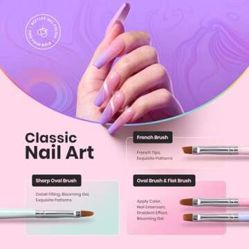 Beetles Nail Art Brushes Set Gel Polish Nail Art Design Pen Painting Tools Fingernail Brush Nail Cleaning Brush Nail Art Liner Brush and Nail Dotting Pen Salon Valentines Day Gifts for Her Women