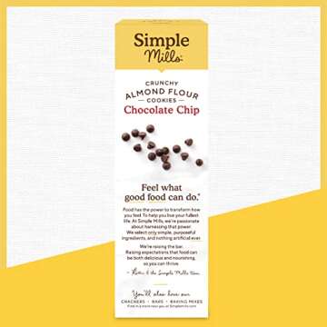 Simple Mills Almond Flour Crunchy Cookies, Chocolate Chip - Gluten Free, Vegan, Healthy Snacks, Made with Organic Coconut Oil, 5.5 Ounce (Pack of 1)