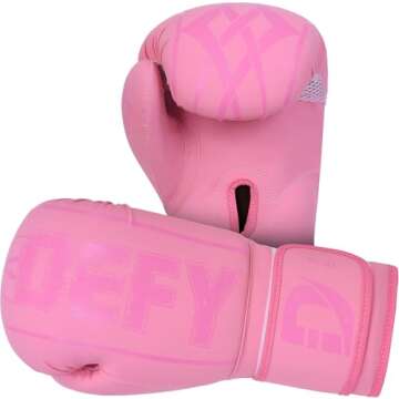 DEFY Boxing Gloves for Men & Women Training MMA Muay Thai Premium Quality Gloves for Punching Heavy Bags Sparring Kickboxing Fighting Gloves (Pink, 16oz)