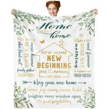 House Warming Gifts New Home Blanket - Housewarming Gifts for New House 50" X 60" Throws - New Home Gift Ideas - Homeowner Gifts - New Apartment Housewarming Gifts for Women Family Couple