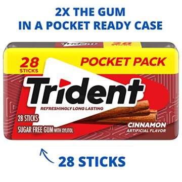 Trident Cinnamon Sugar Free Gum – 6 Pocket Packs with 168 Pieces