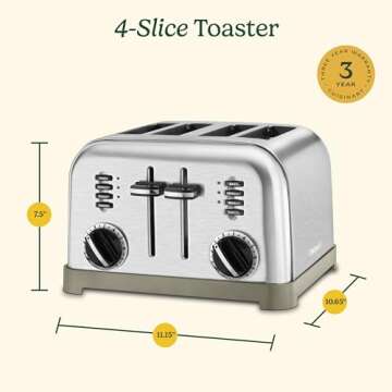 Cuisinart 4 Slice Toaster Oven, Brushed Stainless, CPT-180P1