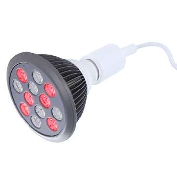 Red Light Therapy Device Red Near Infrared 660nm 850nm. 12 LEDs. High Irradiance for Skin Health, Pain Relief, Anti Aging, Muscle Recovery, Performance, Energy. Handheld, Power Cord Included. HG24.