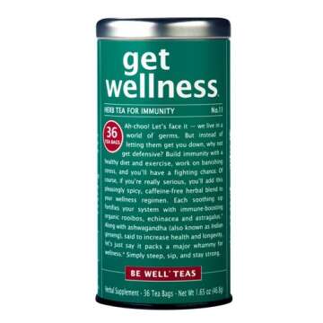 The Republic Of Tea Be Well Red Rooibos Tea - Get Wellness - No. 11 Herbal Tea For Immunity, 36 Tea Bag Tin