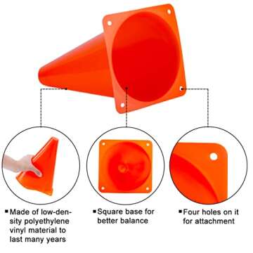 9 Inch Cones Sports, 15 Pack Orange Soccer Cones Training Agility Field Marker Plastic Traffic Cones for Football Basketball Drills Multipurpose Practice, Indoor Outdoor Games Activity Party Events