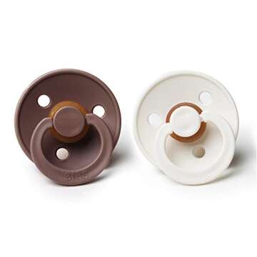 BIBS Baby Pacifier | BPA-Free Natural Rubber | Made in Denmark | Chestnut/Ivory 2-Pack (6-18 Months)