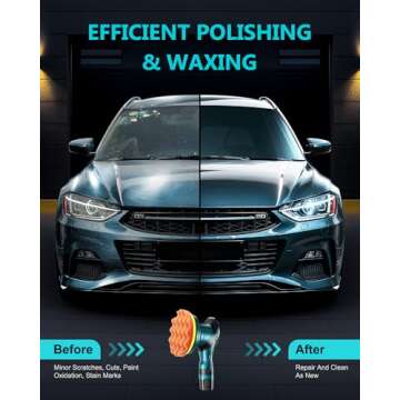 Cordless Car Buffer Polisher Kit - 6 Inch Dual Action Random Polishing Wax Machine for Car Detailing,2Pcs 2000mah Batteries,6 Variable Speed 2500-5000RPM,Orbital Polisher for Car Boat Polishing Waxing