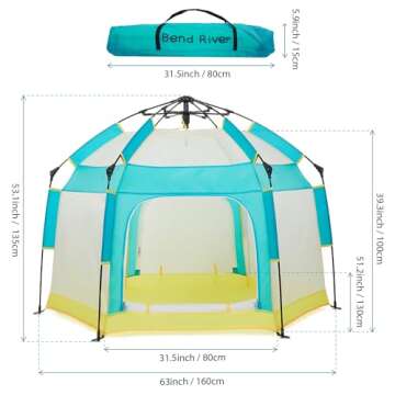 Bend River Baby Playpen with Canopy, Portable Baby Beach Tent, Toddler Play Yard Indoor and Outdoor, Foldable Mosquito Net for Infant - Green