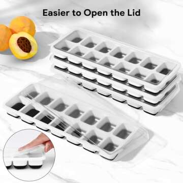 Ice Cube Trays 4 Pack, Airabc Silicone Ice Cube Trays with Removable Lid, Easy-Release Flexible 14-cube Ice Trays, LFGB Certified and BPA Free, Stackable Ice Trays with Covers for Cocktail, Freezer