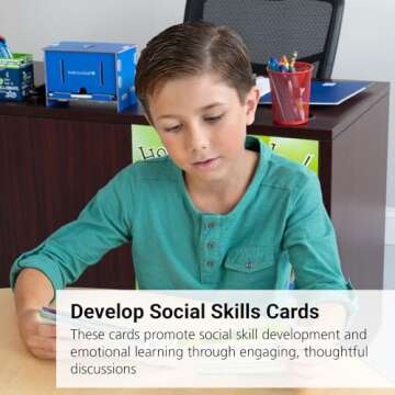 Really Good Stuff Social Skills Discussion Cards - Set of 20 Conversation Cards for Kids - Social Emotional Learning Activities for Understanding Social Rules and Developing Essential Social Skills