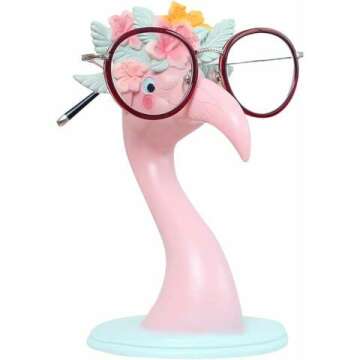 WAWICE Fun Eyeglass Holder Display Stands - Home Office Decorative Glasses Accessories (Pink Flamingo)