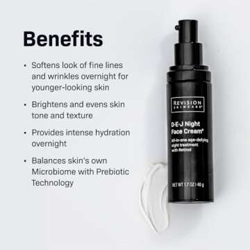 Revision Skincare D·E·J Night Face Cream®, Anti Aging Moisturizer, Antioxidant Rich with Retinol and Bakuchiol, 1.7 oz