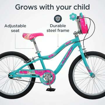 Schwinn Hazel Kids Bike, For Girls and Boys Ages 7 and Up, 20-Inch Wheels, Single Speed, Thinner Grips, Suggested Rider 4'0" to 5'0" Tall