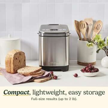 Cuisinart Compact Bread Maker Machine, 2lb Loaves, Customizable Settings