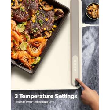 iTRUSOU Electric Warming Tray - Full Surface Heating,Rollable & Portable,Premium Silicone Nano-Material,3 Temperature Settings,Auto Shut-Off -Versatile Food Warmer for Gatherings,Parties,Everyday Use