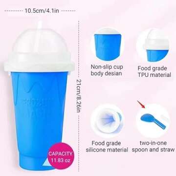 Slushie Maker Cup,Slushy Maker Magic Squeeze Cup Cooling Maker Cup Freeze Mug Milkshake Smoothie Mug,Portable Squeeze Ice Cup for Family (Blue)