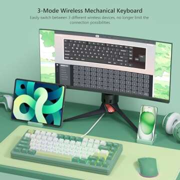 Womier SK75 75% Keyboard with Full Aluminum Wireless Mechanical Gaming Keyboard, VIA Custom Pre-lubed POM Switches RGB Creamy Gaming Keyboard, 3-Modes Gasket Hot Swappable, Green