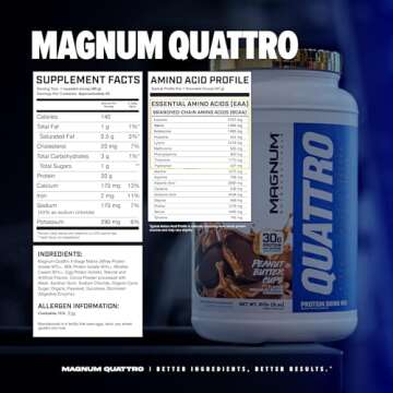 QUATTRO Magnum Nutraceuticals Whey Protein Powder, Vanilla Soft Serve Ice Cream 2lb – Premium Protein Isolate Blend for Muscle Growth & Recovery