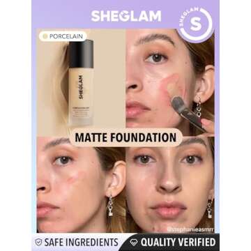 SHEGLAM Full Coverage Foundation Makeup Long Lasting Waterproof Matte Dewy Liquid Foundation - Porcelain