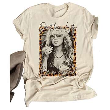 Women Vintagae T Shirt Back to The Gypsy That I was Stevie Shirt Nicks Graphic Music Tees Shirt Rock Band Tops Blouse (M, Cream)