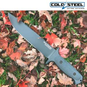 Cold Steel Drop Forged Survivalist 8" 52100 High-Carbon Steel Clip Point Fixed Blade EDC Tactical Hunting Utility Knife, 5" Ergonomic Handle, Weather-Resistant Secure-Ex Sheath