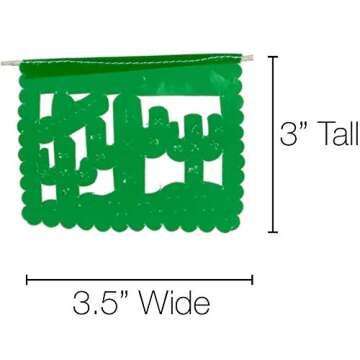 Paper Full of Wishes I Mini Plastic Mexican Papel Picado Banner I Toda Ocasion I Multi-Color 4 Feet Long I 10 Small Panels Ideal for Altars, Crafts, Etc