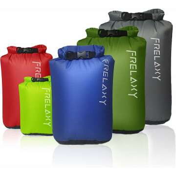Frelaxy Dry Sack 3-Pack/5-Pack, Ultralight Dry Bag, Outdoor Bags Keep Gear Dry for Hiking, Backpacking, Kayaking, Camping, Swimming, Boating