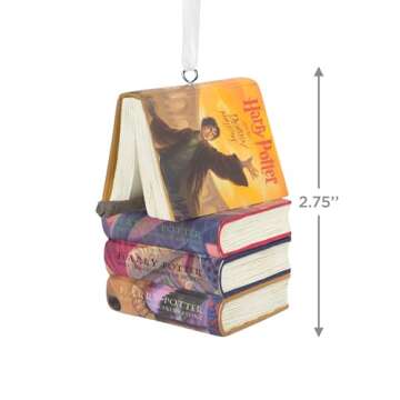 Hallmark Harry Potter Stacked Books with Wand Christmas Ornament,Resin, 2.23 x 2.75 x 2.28 inches, (0002HCM9130)