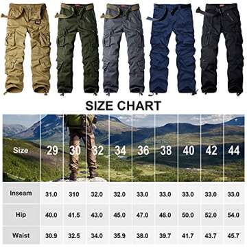 Men's BDU Casual Military Pants, Tactical Wild Army Combat ACU Rip Stop Camo Cargo Work Pants Trousers with 8 Pockets (7533 Black, 34)