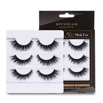 Lashes Mink Natural False Eyelashes - Bepholan Fake Eyelashes Natural Look 3-Pack Cat Eye Lashes Manga Eyelashes Fluffy,XMZ210