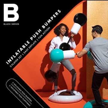 The Black Series Inflatable Push Bumpers Sparring for 2 Players, Train, Play and Spar, Indoor Outdoor Pedestal Sport Combat, Fun Party Game for Adults, Bouncy Combat, Backyard, Park or Beach