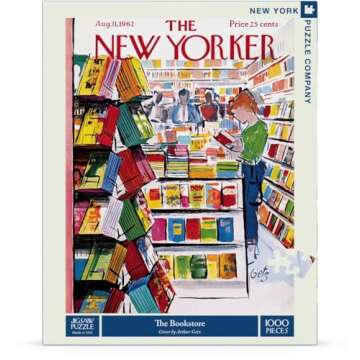 New York Puzzle Company - New Yorker The Bookstore - 1000 Piece Jigsaw Puzzle for Adults by Arthur Getz