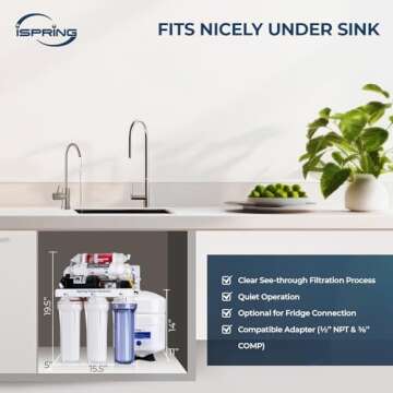 iSpring RCC7P-AK, NSF/ANSI 58 Certified, 6-Stage Reverse Osmosis System Under Sink Alkaline Water Filter and Pump, RO Drinking Water Filtration System, Easy Top-Mounted Faucet Design with U.S. Patent