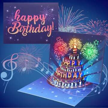 Fireworks Pop Up Birthday Card with Music & Light