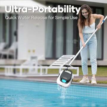 AIPER Cordless Automatic Pool Cleaner, Pool Vacuum with Auto-Parking, Lightweight, Ideal for Above Ground Flat Pool up to 860 sq.ft., White (Renewed)