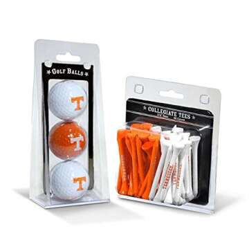 Team Golf NCAA Tennessee Volunteers 3 Golf Balls And 50 Golf Tees Logo Imprinted Golf Balls (3 Count) & 2-3/4" Regulation Golf Tees (50 Count), Multi Colored