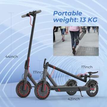 Electric Scooter - 8.5" Solid Tires, 350W Motor, Up to 19 MPH and 21 Miles Long-Range Portable Foldable Commuting Scooter for Adults with Double Braking System and App