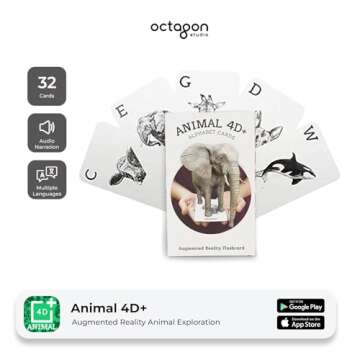 Interactive Animal Flashcards for Kids – 4D Augmented Reality Learning with 26 Animals & 5 Food Cards for Alphabet, Language, and Wildlife Education