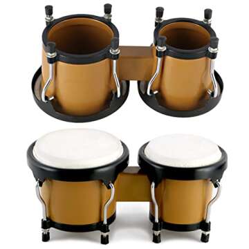 EastRock Bongo Drum 4” and 5” Set for Kids Adults Beginners,Percussion Bongos Drum With Tuning Wrench (Brown)