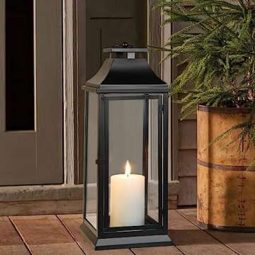 Black Decorative Hurricane Lantern - Stylish Home Decor