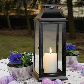 Black Decorative Hurricane Lantern - Stylish Home Decor