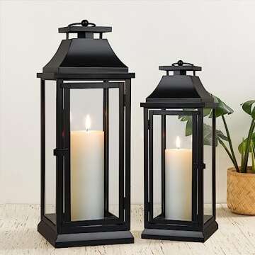 Black Decorative Hurricane Lantern - Stylish Home Decor